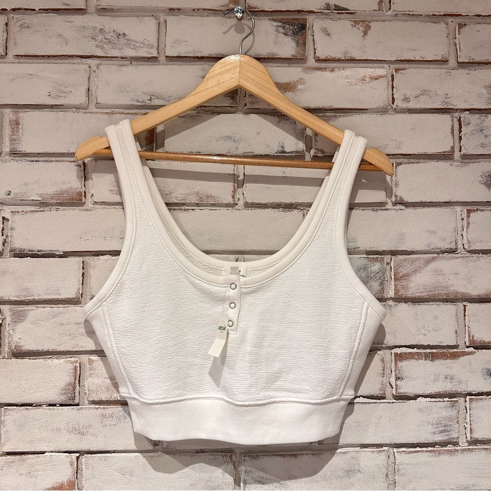 Aerie Crop Henley Tank Top off white - new with tags
